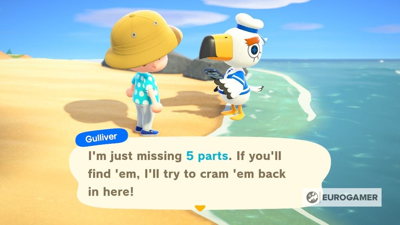 Animal Crossing Gulliver How to find five communicator parts and their